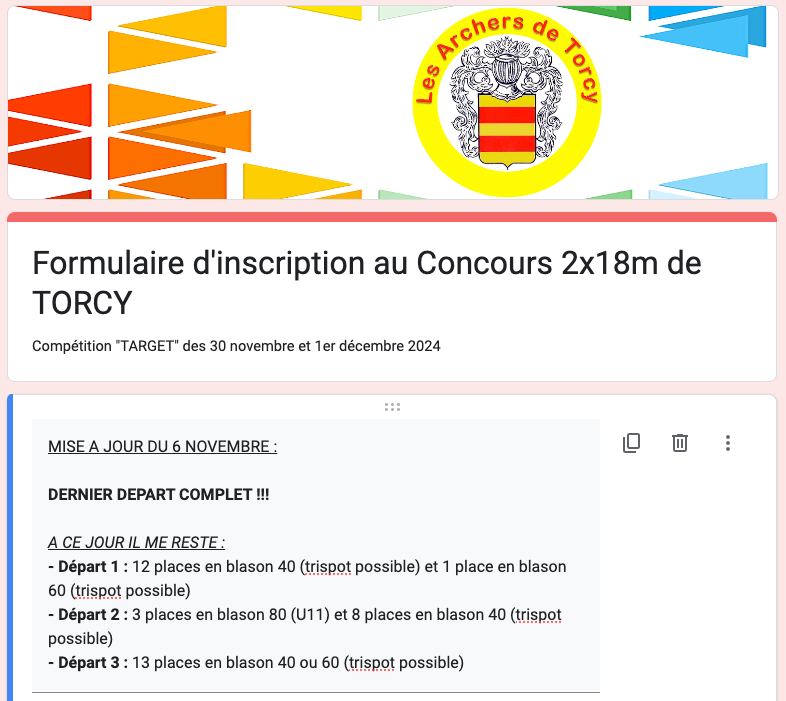 Concours TARGET de la saison salle 2025