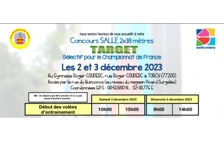 Concours SALLE 2x18 mètres TARGET 2023